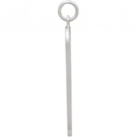 Sterling Silver Rectangle Bear Charm with Bronze Sun