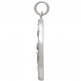 Sterling Silver Skull Pendant with Mushrooms