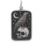  Sterling Silver Skull and Raven Pendant