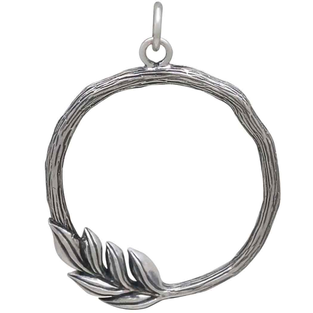 Sterling Silver Twig Circle Pendant 