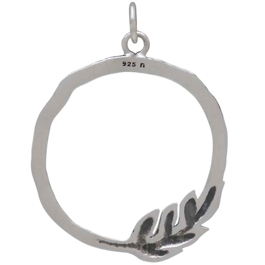 Sterling Silver Twig Circle Pendant 33x25mm