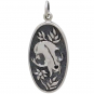 Sterling Silver Flower and Cat Skull Pendant 