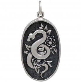 Sterling Silver Flower and Snake Pendant