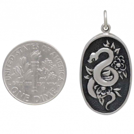 Sterling Silver Flower and Snake Pendant