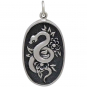 Sterling Silver Flower and Snake Pendant