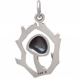 Sterling Silver Mushroom Charm with Branch Frame