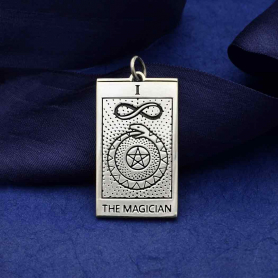 Sterling Silver Magician Tarot Card Charm 30x14mm