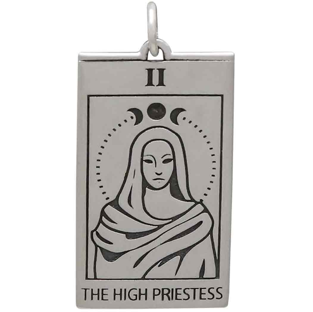 Sterling Silver High Priestess Tarot Card Charm