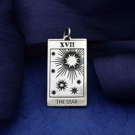 Sterling Silver Star Tarot Card Charm 30x14mm