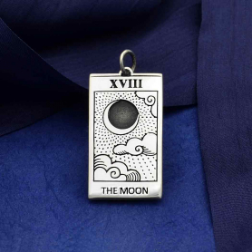 Sterling Silver Moon Tarot Card Charm 30x14mm