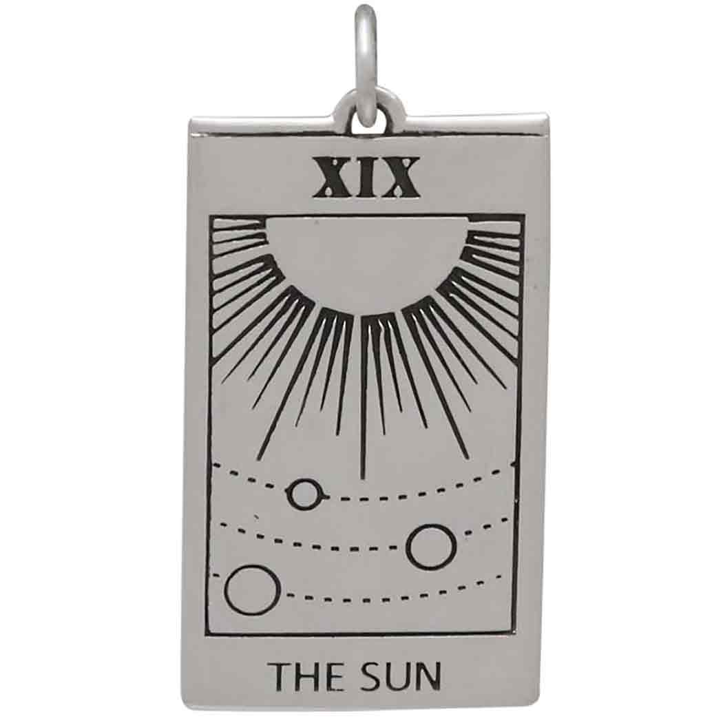 Sterling Silver Sun Tarot Card Charm