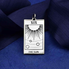 Sterling Silver Sun Tarot Card Charm 30x14mm