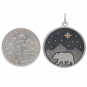 Silver Bear and Mountain Pendant with Bronze Star 26x20mm