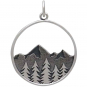 Sterling Silver Layered Tree Pendant in a Circle 26x20mm