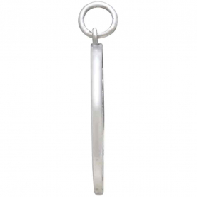 Silver Wolf and Mountain Pendant with Bronze Moon 26x20mm