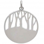 Sterling Silver Birch Tree Forest Pendant 26x20mm