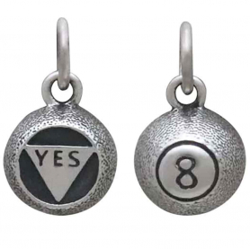Sterling Silver Magic Eight Ball Charm 13x8mm
