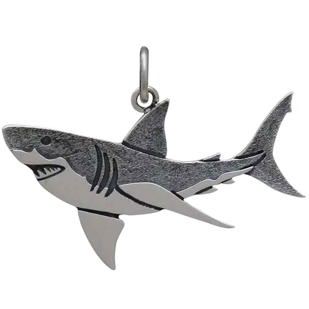Sterling Silver Great White Shark Charm 19x26mm