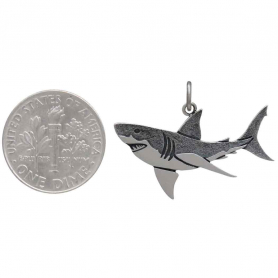 Sterling Silver Great White Shark Charm 19x26mm