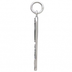 Sterling Silver Full Moon and Snowy Mountain Pendant 26x10mm