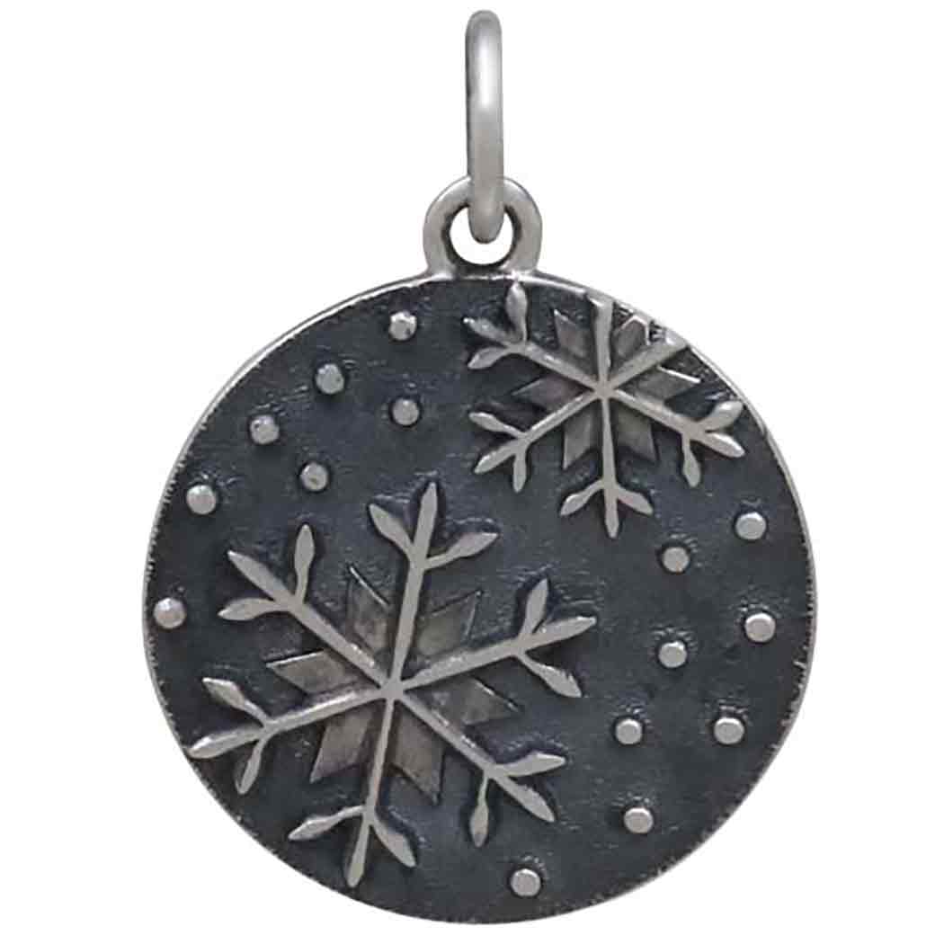 Sterling Silver Falling Snowflakes Pendant 20x15mm