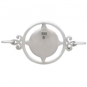 Sterling Silver Horizontal Compass Charm Link 16x29mm