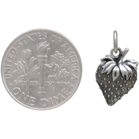 Sterling Silver Strawberry Charm 17x9mm