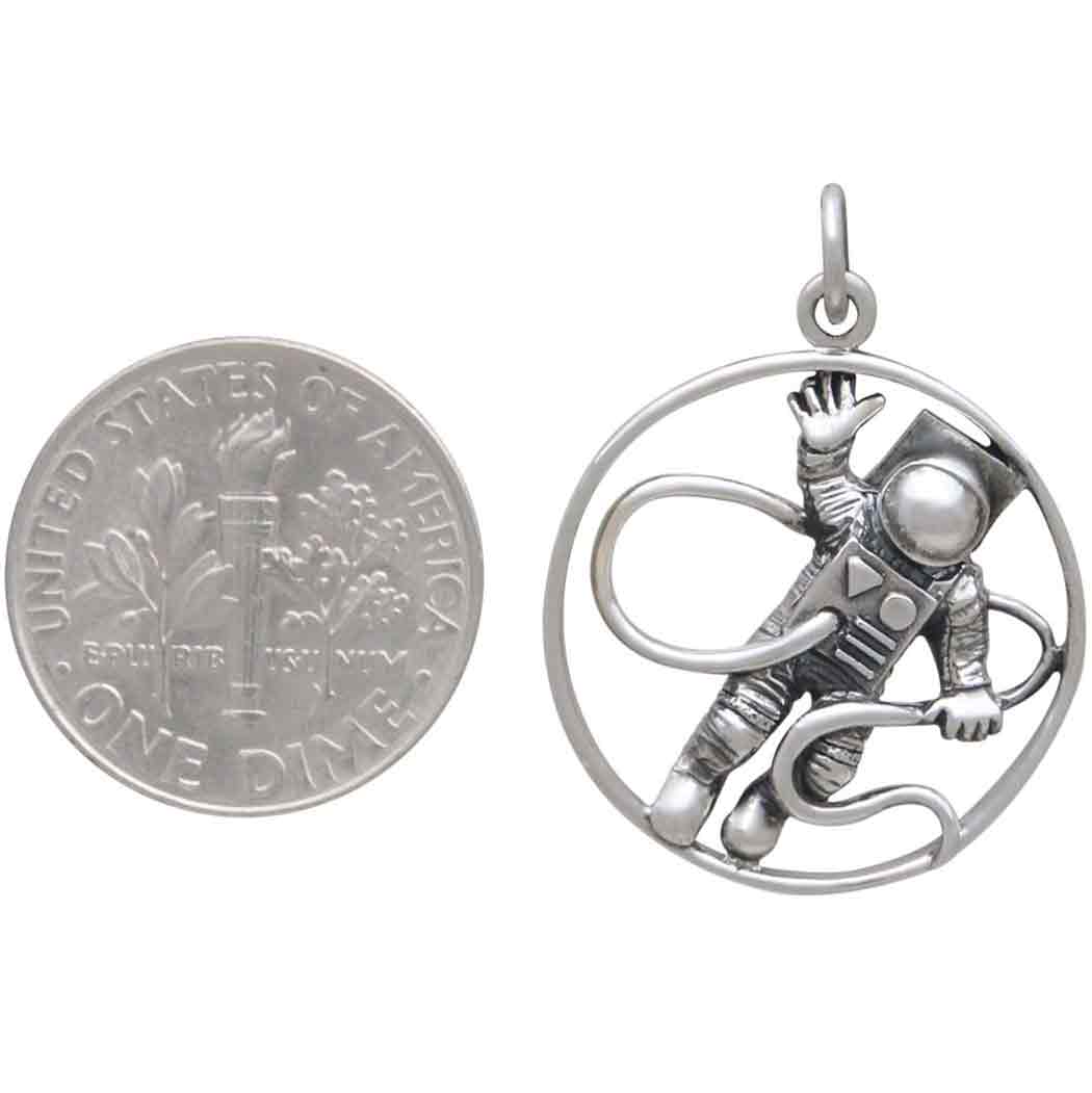 Sterling Silver Astronaut Pendant 27x20mm
