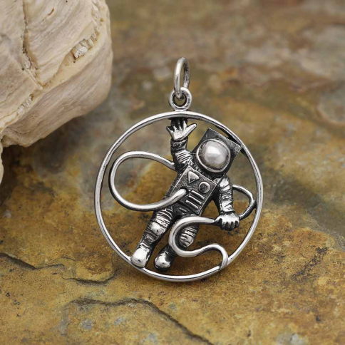 Sterling Silver Astronaut Pendant 27x20mm