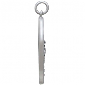 Sterling Silver Flowers and Hummingbird Pendant 29x18mm