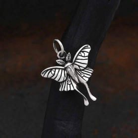 Sterling Silver Small Luna Moth Charm 21x15mm