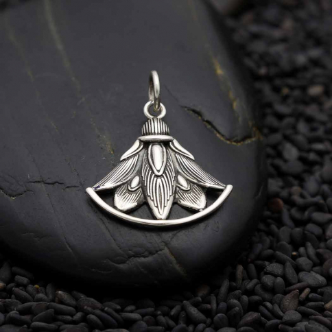 Sterling Silver Stylized Lotus Charm