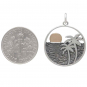 Sterling Silver Palm Tree Pendant with Bronze Sun 