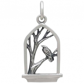 Sterling Silver Raven in Window Charm