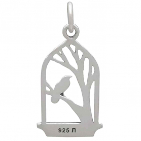 Sterling Silver Raven in Window Charm