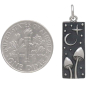 Sterling Silver Rectangle Mushrooms and Moon Charm with Dime