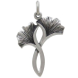 Sterling Silver Two Ginkgo Leaves Charm Front View