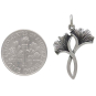 Sterling Silver Two Ginkgo Leaves Charm with Dime