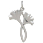 Sterling Silver Two Ginkgo Leaves Charm Back View Side View