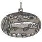 Sterling Silver Trout in Stream Pendant Front View