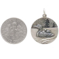 Sterling Silver Loon with Baby Pendant with Dime