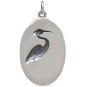 Sterling Silver Heron in Pond Pendant 30x16mm back view