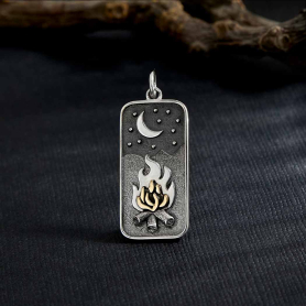 Mixed Metal Campfire under the Moon Charm 28x11mm