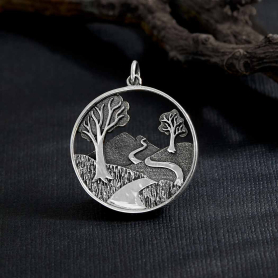 Sterling Silver Winding Path Pendant 28x22mm