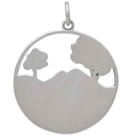 Sterling Silver Winding Path Pendant 28x22mm back view