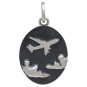 Sterling Silver Flying Airplane Pendant Front View