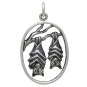 Sterling Silver Mom and Baby Bat Pendant Front View