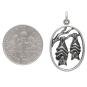 Sterling Silver Mom and Baby Bat Pendant with Dime