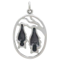 Sterling Silver Mom and Baby Bat Pendant Back View