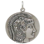 Sterling Silver Goddess Athena Coin Pendant Front View